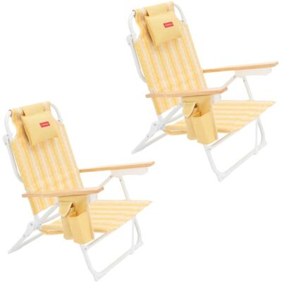 Flamingueo Pack de 2 sillas de playa plegables Amarillo Flamingueo Pack de 2 sillas de playa plegables Amarillo