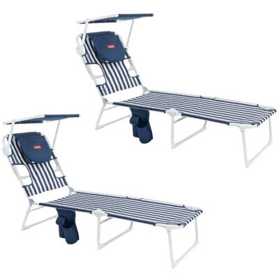 Flamingueo Pack de 2 sillas de playa plegables Azul Flamingueo Pack de 2 sillas de playa plegables Azul