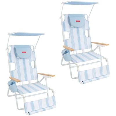 Flamingueo Pack de 2 sillas de playa plegables Azul Flamingueo Pack de 2 sillas de playa plegables Azul