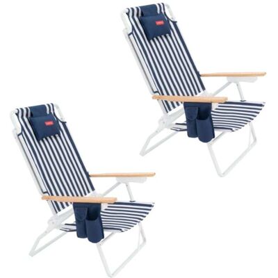 Flamingueo Pack de 2 sillas de playa plegables Azul Flamingueo Pack de 2 sillas de playa plegables Azul