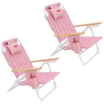 Flamingueo Pack de 2 sillas de playa plegables rosa Flamingueo Pack de 2 sillas de playa plegables rosa