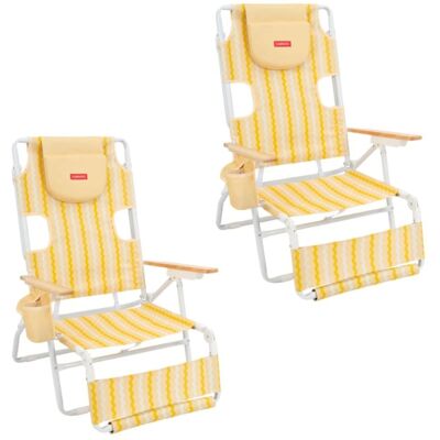 Flamingueo Pack de 2 sillas de playa plegables Amarillo Flamingueo Pack de 2 sillas de playa plegables Amarillo