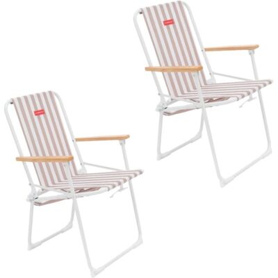 Flamingueo Pack de 2 sillas de playa plegables Beige Flamingueo Pack de 2 sillas de playa plegables Beige