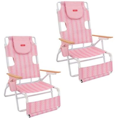 Flamingueo Pack de 2 sillas de playa plegables rosa Flamingueo Pack de 2 sillas de playa plegables rosa