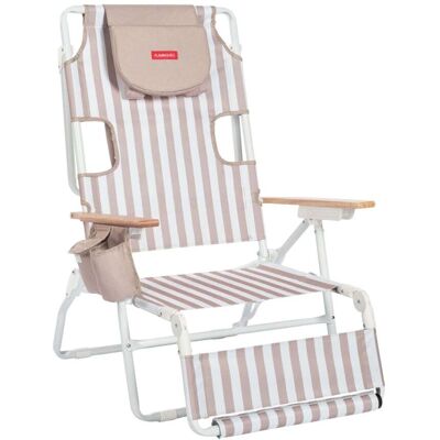 Flamingueo Silla playa reclinable reposapiés aluminio beige Flamingueo Silla playa reclinable reposapiés aluminio beige