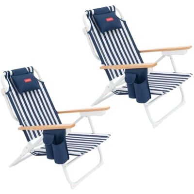 Flamingueo Pack de 2 sillas de playa plegables Azul Flamingueo Pack de 2 sillas de playa plegables Azul