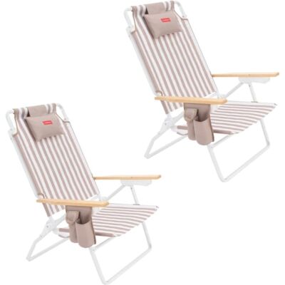 Flamingueo Pack de 2 sillas de playa plegables Beige Flamingueo Pack de 2 sillas de playa plegables Beige
