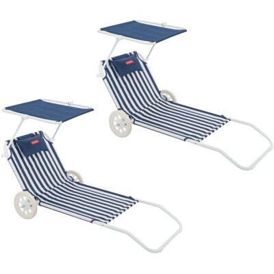 Flamingueo Pack de 2 sillas de playa plegables Azul Flamingueo Pack de 2 sillas de playa plegables Azul