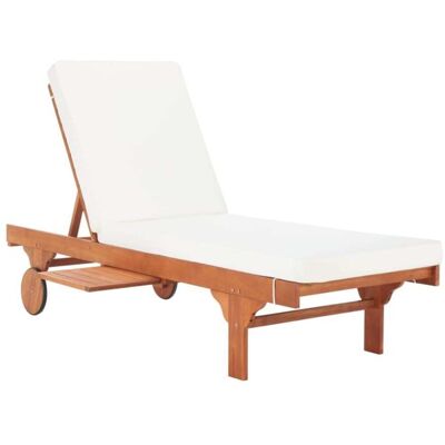 Safavieh Silla lounge exterior madera natural con mesa auxiliar Safavieh Silla lounge exterior madera natural con mesa auxiliar