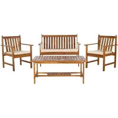 Safavieh Conjunto de exterior en madera de acacia/poliéster, neutro Safavieh Conjunto de exterior en madera de acacia/poliéster, neutro