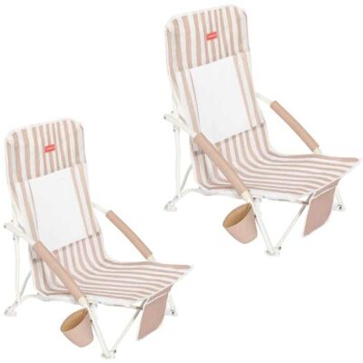 Flamingueo Pack de 2 sillas de playa plegables Beige Flamingueo Pack de 2 sillas de playa plegables Beige