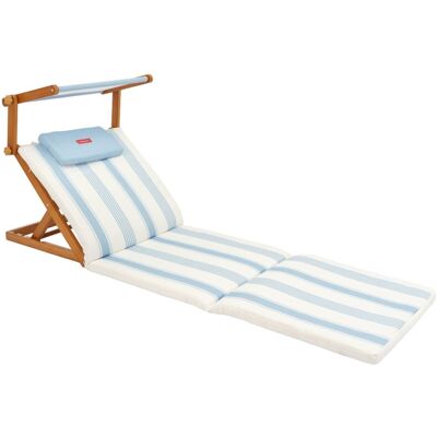 Flamingueo Tumbona plegable madera con parasol azul Flamingueo Tumbona plegable madera con parasol azul