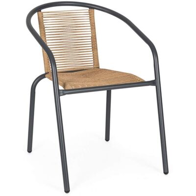 Bizzotto Conjunto de 6 sillas de acero con asiento antracita Bizzotto Conjunto de 6 sillas de acero con asiento antracita