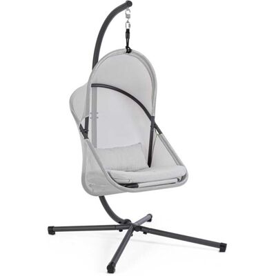 Bizzotto Silla colgante acero cojines grises Bizzotto Silla colgante acero cojines grises