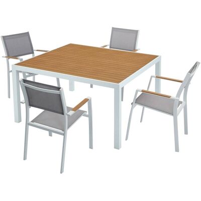 Unique Conjunto de mesa y sillas para jardín metal blanco Unique Conjunto de mesa y sillas para jardín metal blanco