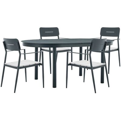 Unique Conjunto de mesa y sillas para jardín metal gris antracita Unique Conjunto de mesa y sillas para jardín metal gris antracita