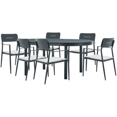 Unique Conjunto de mesa y sillas para jardín metal gris antracita Unique Conjunto de mesa y sillas para jardín metal gris antracita