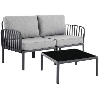 Unique Conjunto de salón para jardín plástico gris antracita Unique Conjunto de salón para jardín plástico gris antracita