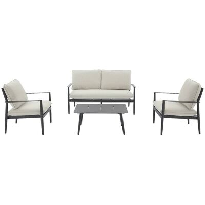 Unique Conjunto de salón para jardín metal gris antracita Unique Conjunto de salón para jardín metal gris antracita