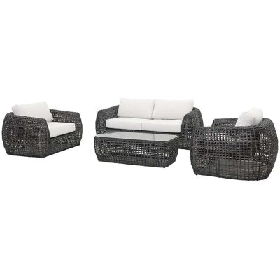 Unique Conjunto de salón para jardín resina gris antracita Unique Conjunto de salón para jardín resina gris antracita
