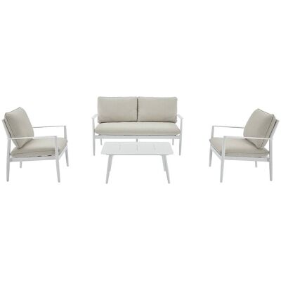 Unique Conjunto de salón para jardín metal blanco Unique Conjunto de salón para jardín metal blanco