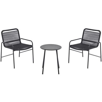 Unique Conjunto de salón para jardín metal negro Unique Conjunto de salón para jardín metal negro