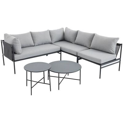 Unique Conjunto de salón para jardín metal gris antracita Unique Conjunto de salón para jardín metal gris antracita