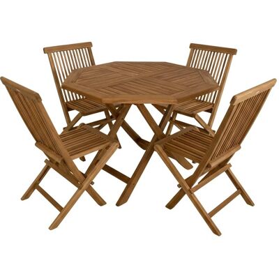 Axi Conjunto de jardín de teca para 4 personas, redondo, plegable Axi Conjunto de jardín de teca para 4 personas, redondo, plegable