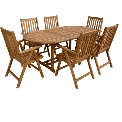 Axi Conjunto de jardín - 6 personas - mesa ovalada - teca - marrón Axi Conjunto de jardín - 6 personas - mesa ovalada - teca - marrón