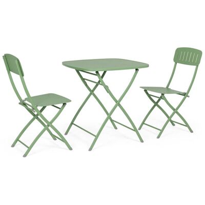 Bizzotto Juego de mesa plegable y 2 sillas de acero verde Bizzotto Juego de mesa plegable y 2 sillas de acero verde