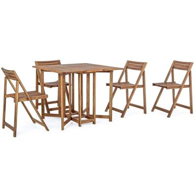 Bizzotto Juego de mesa plegable y 4 sillas de madera natural Bizzotto Juego de mesa plegable y 4 sillas de madera natural