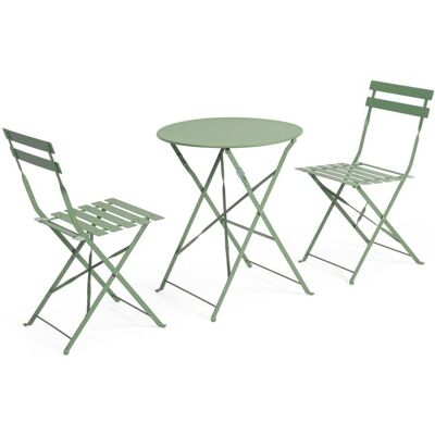 Bizzotto Juego de mesa plegable y 2 sillas de acero verde Bizzotto Juego de mesa plegable y 2 sillas de acero verde
