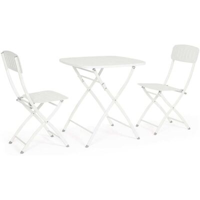 Bizzotto Conjunto de mesa plegable y 2 sillas de acero Blanco Bizzotto Conjunto de mesa plegable y 2 sillas de acero Blanco
