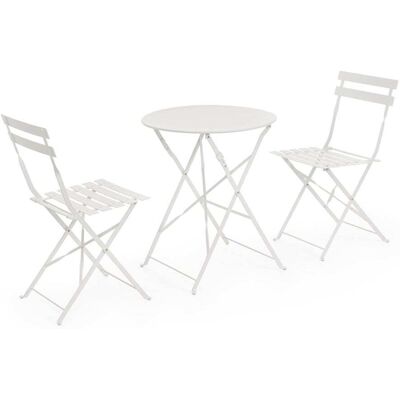 Bizzotto Conjunto de mesa plegable y 2 sillas de acero Blanco Bizzotto Conjunto de mesa plegable y 2 sillas de acero Blanco