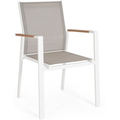Bizzotto Conjunto de 6 sillas de aluminio y textilene blanca Bizzotto Conjunto de 6 sillas de aluminio y textilene blanca