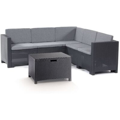 Bica Conjunto de jardín de 5 plazas en ratán, antracita Bica Conjunto de jardín de 5 plazas en ratán, antracita