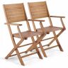Oviala Lote de 2 sillas de madera de eucalipto