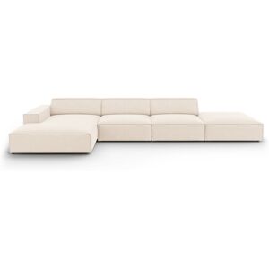 Micadoni Home Sofá esquinero izquierdo 5 plazas de terciopelo beige claro