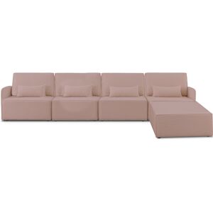 RNT by Really Nice Things Sofa 4 plazas Chaiselongue tapizado bouclé y pino Rosa claro