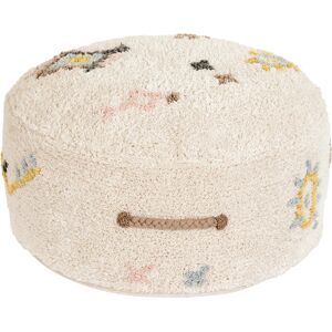 HAPPY DECOR KIDS Puff cubierta de algodón 50x50x20 cm- multicolor, beige