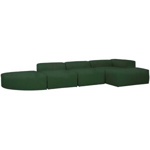 Decowood Sofá 6/7 plazas 4 módulos curvo y chaise longue der bouclé verde