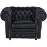 Maisons du Monde Sillón capitoné de cuero negro