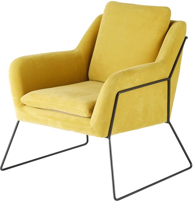 Maisons du Monde Butaca de terciopelo amarillo mostaza