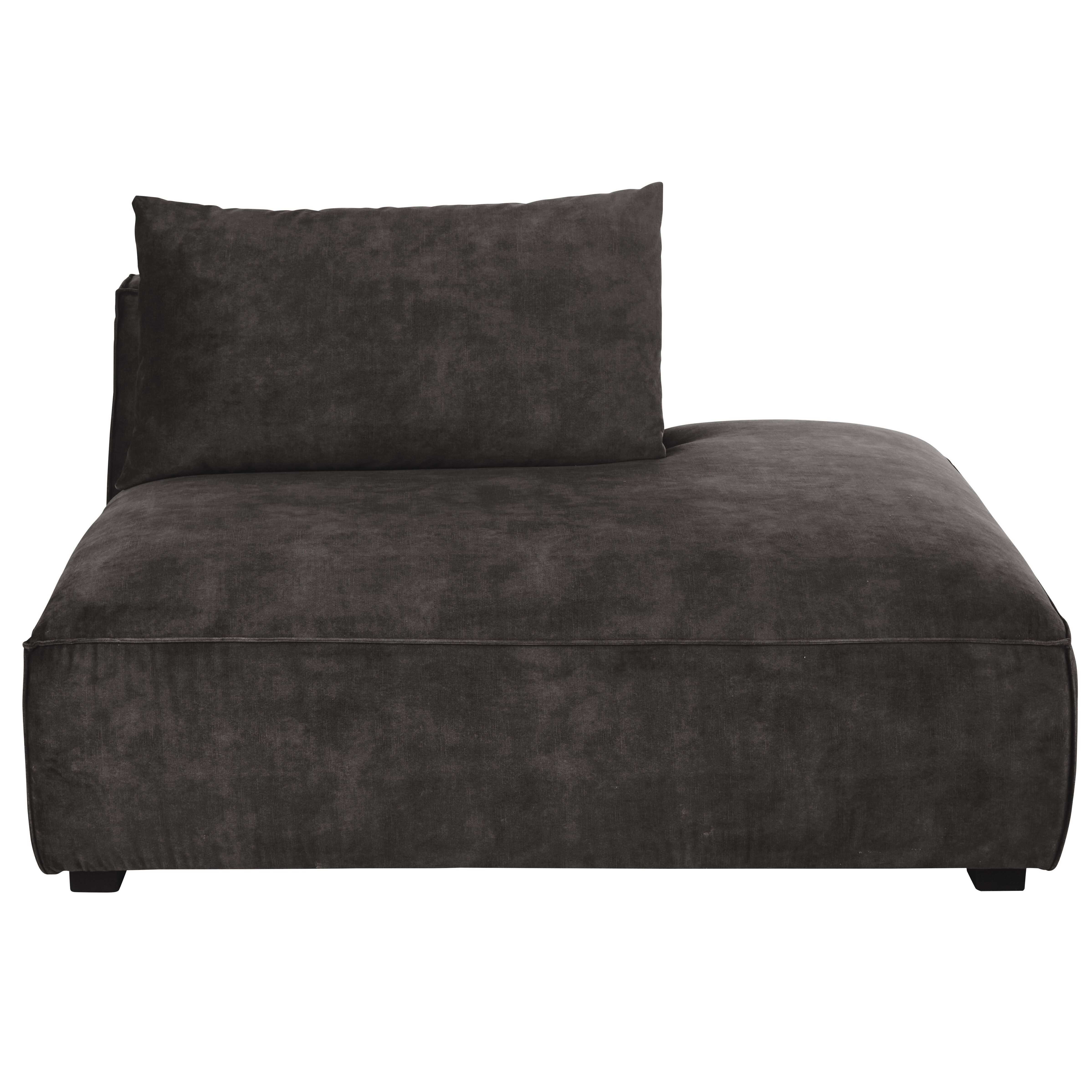 Maisons du Monde Chaise longue derecha para sofá modulable de terciopelo con efecto mármol gris oscuro