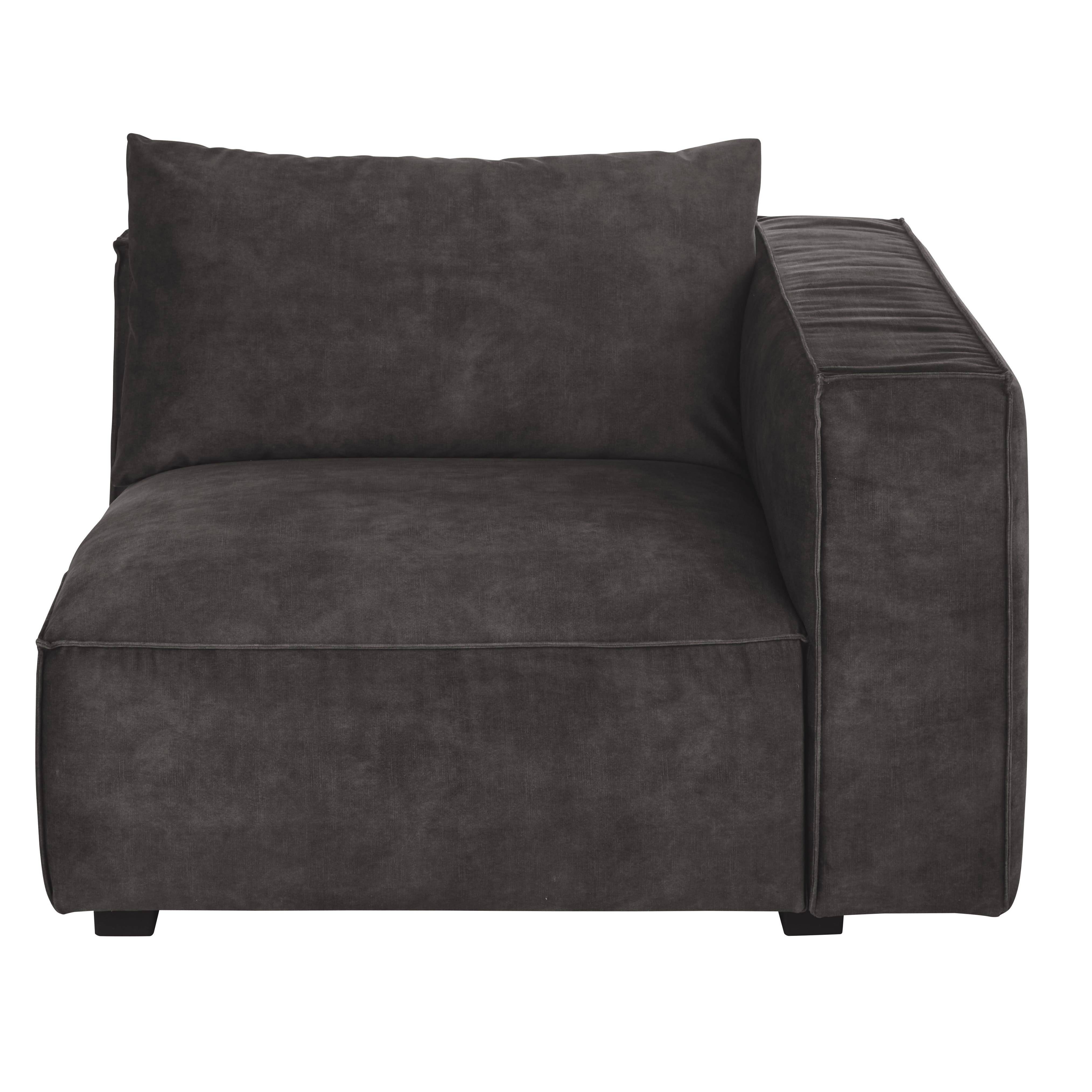 Maisons du Monde Reposabrazos derecho para sofá modulable de terciopelo con efecto mármol gris oscuro