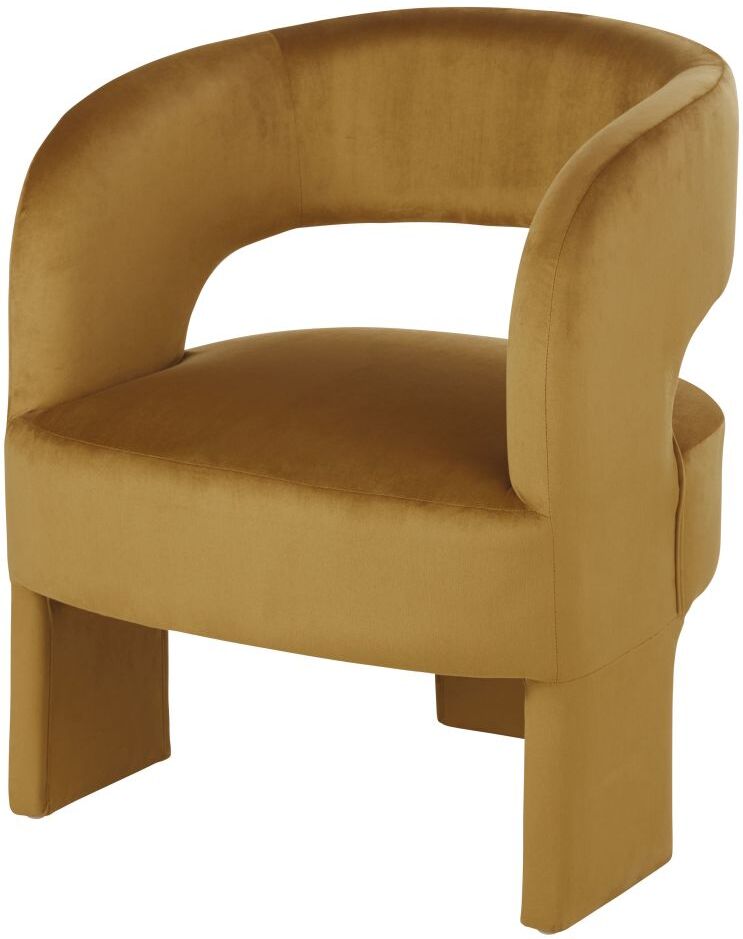 Maisons du Monde Sillón con tres patas de terciopelo ocre