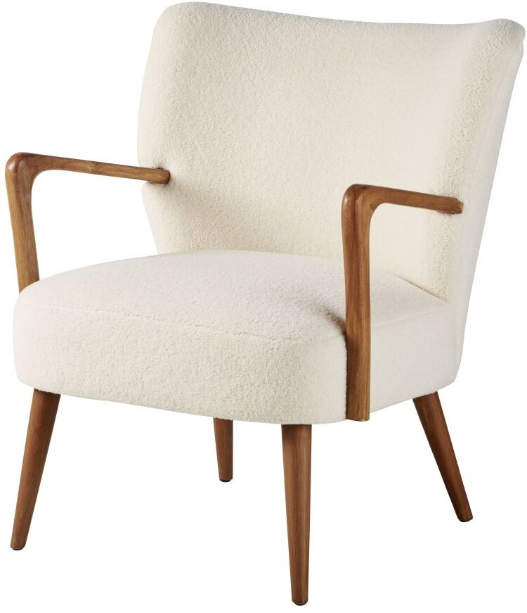 Maisons du Monde Sillón de rizo blanco y abedul macizo