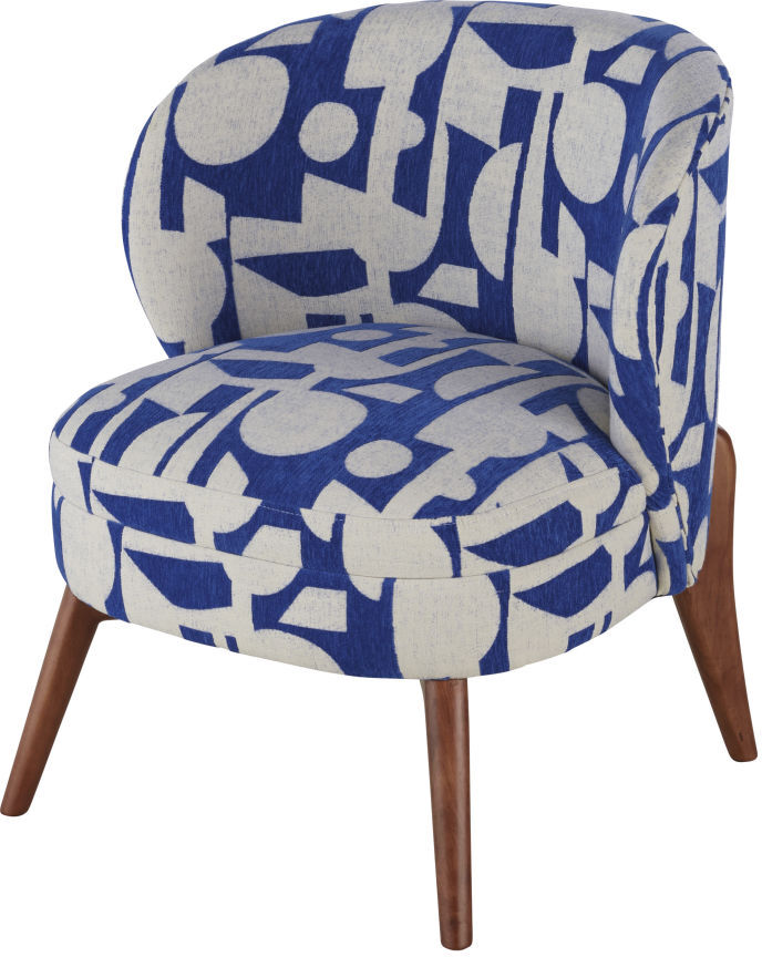 Maisons du Monde Sillón de tejido jacquard con estampado azul y crudo