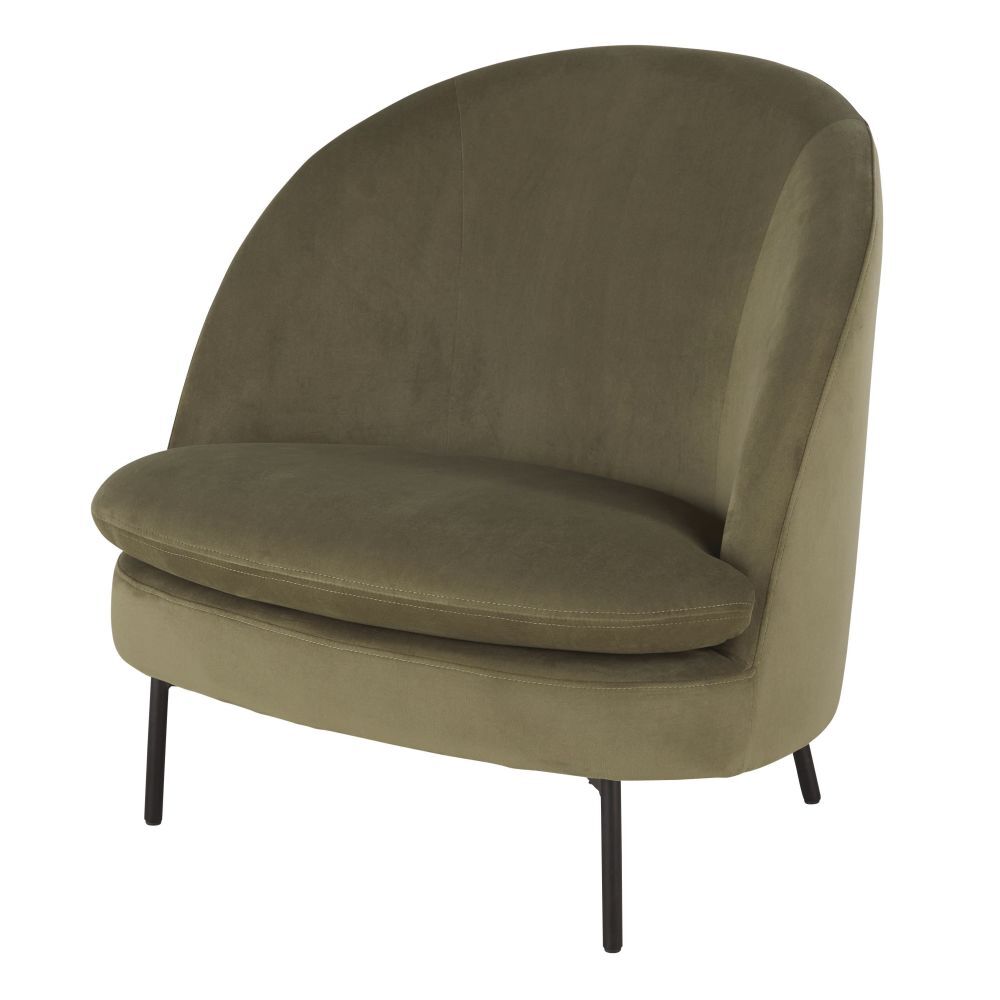 Maisons du Monde Sillón de terciopelo verde caqui