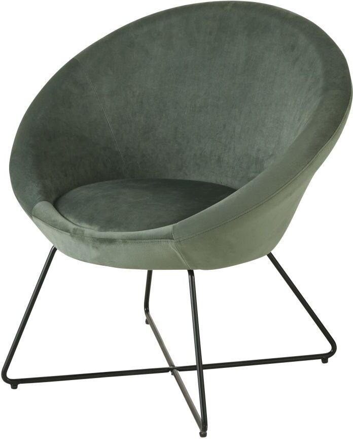 Maisons du Monde Sillón de terciopelo verde con patas de metal negro